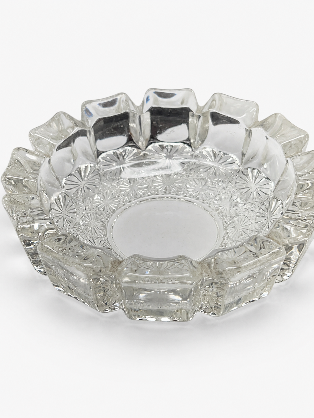 Crystal Cut Glass Bowl with Starburst Design