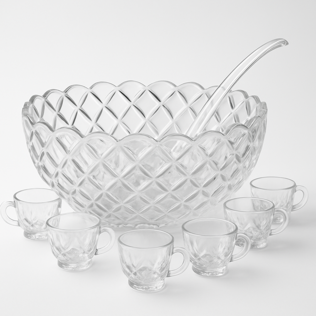 Elegant Crystal Punch Bowl Set