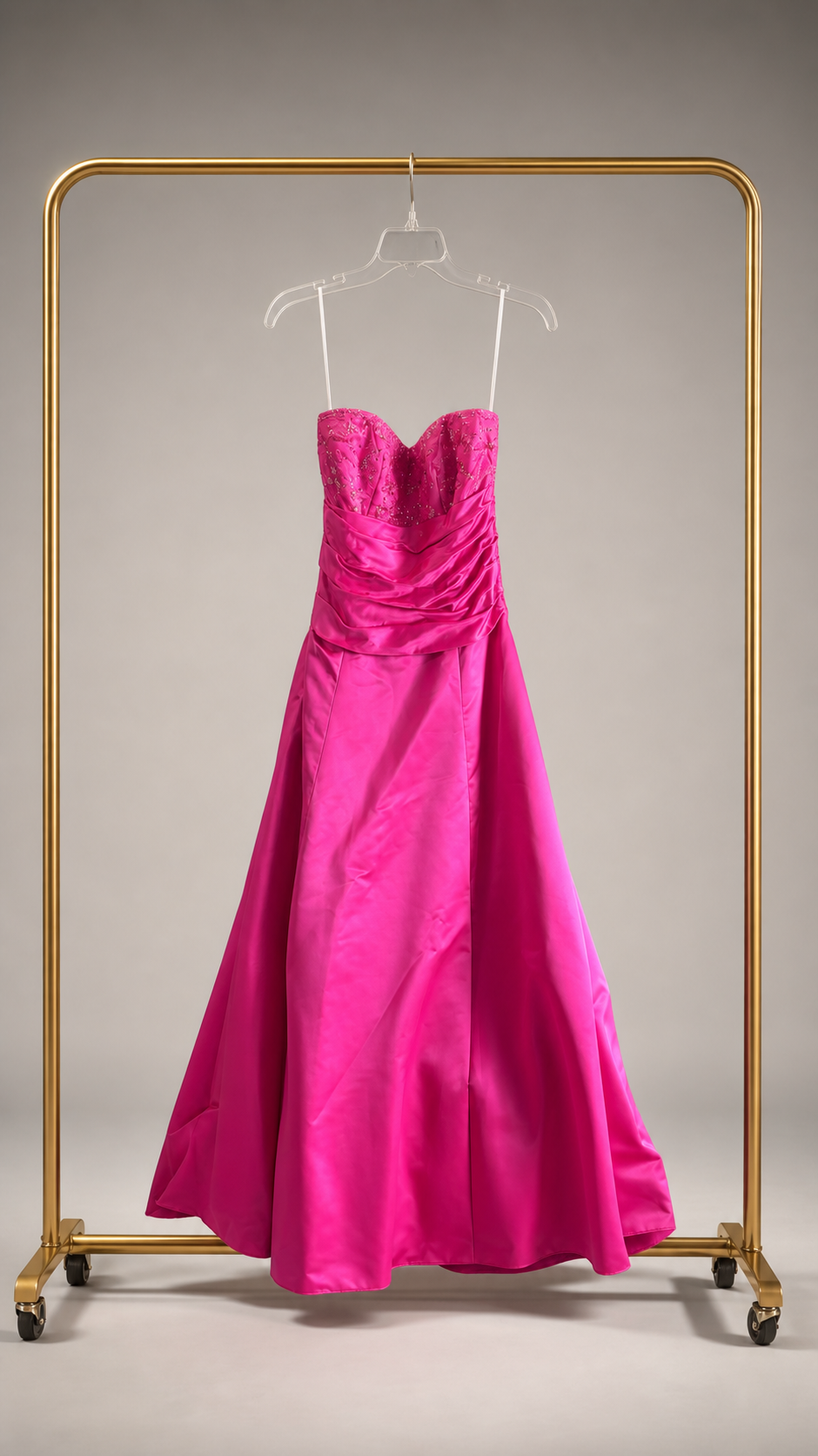 Elegant Strapless Pink Ball Gown