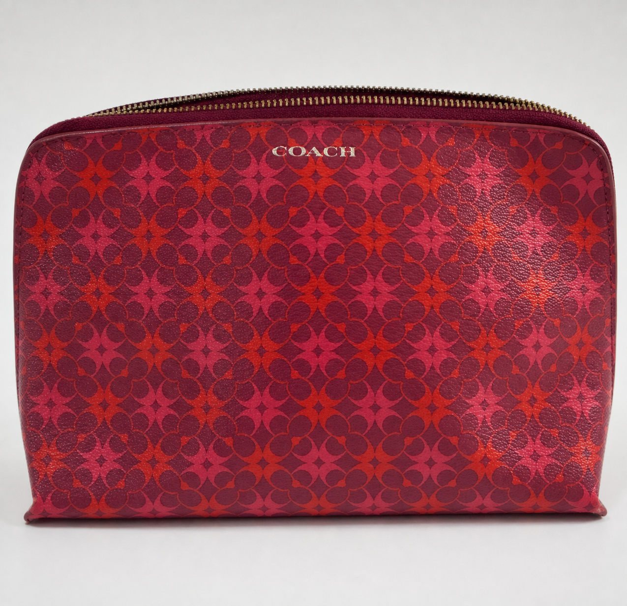 Coach Red and Pink Patterned Zipper Pouch