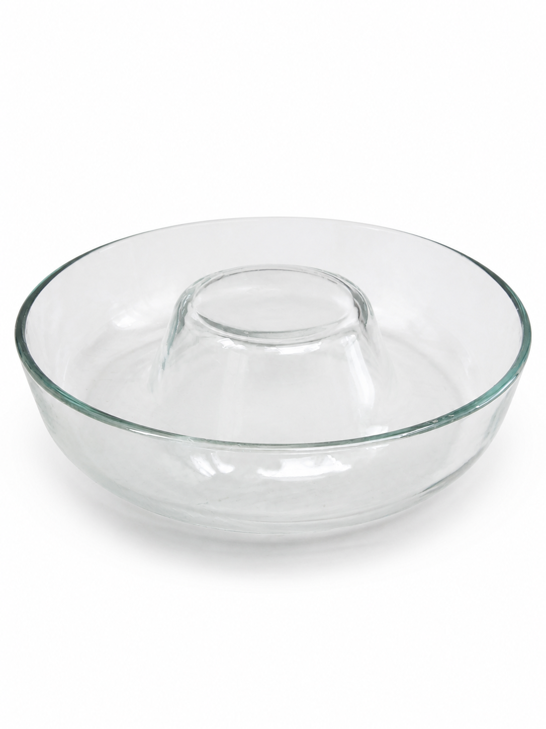 Clear Glass Serving Bowl with Center Compartment photo