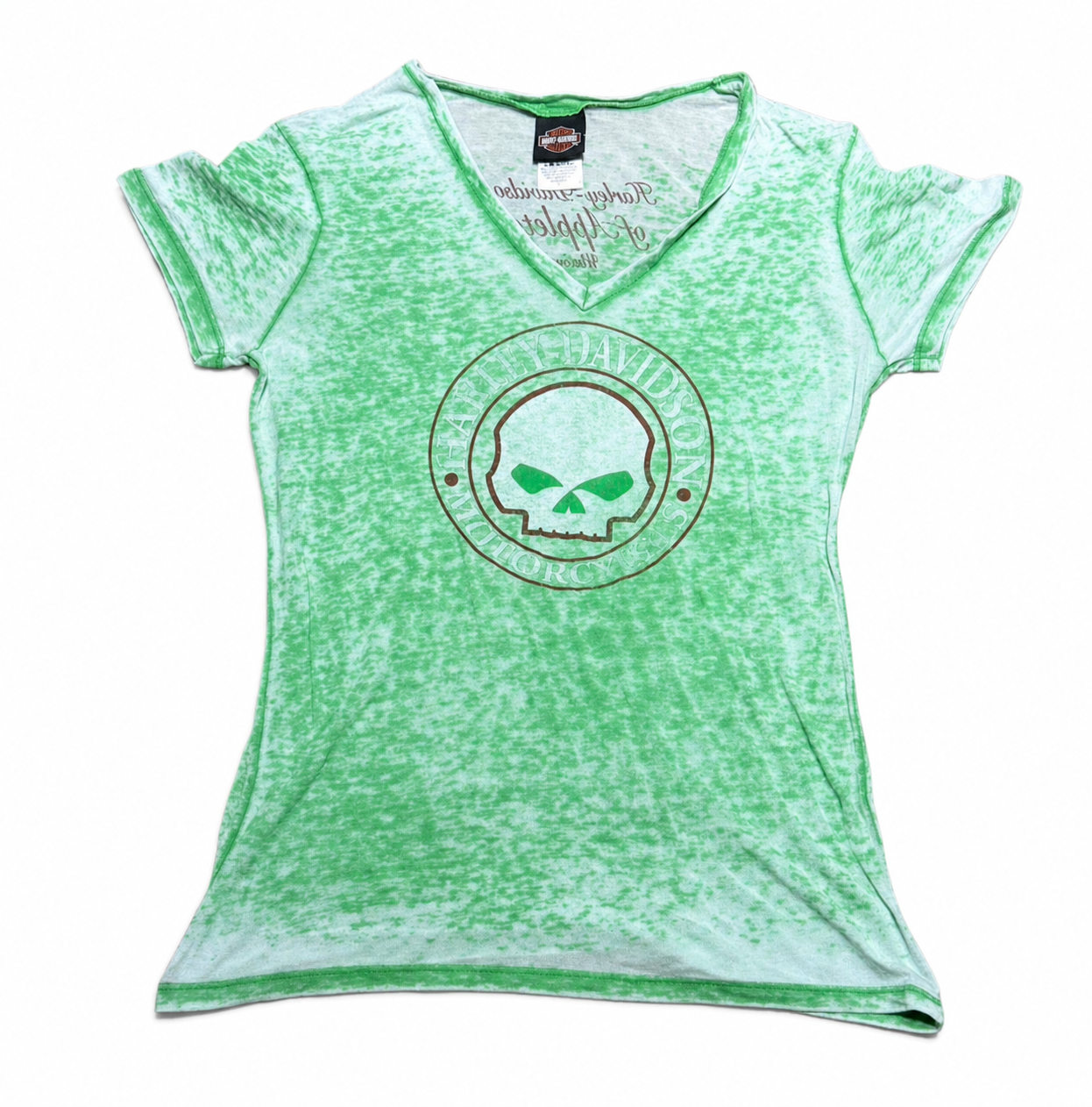Harley-Davidson Green Acid Wash Women's T-Shirt - Size L