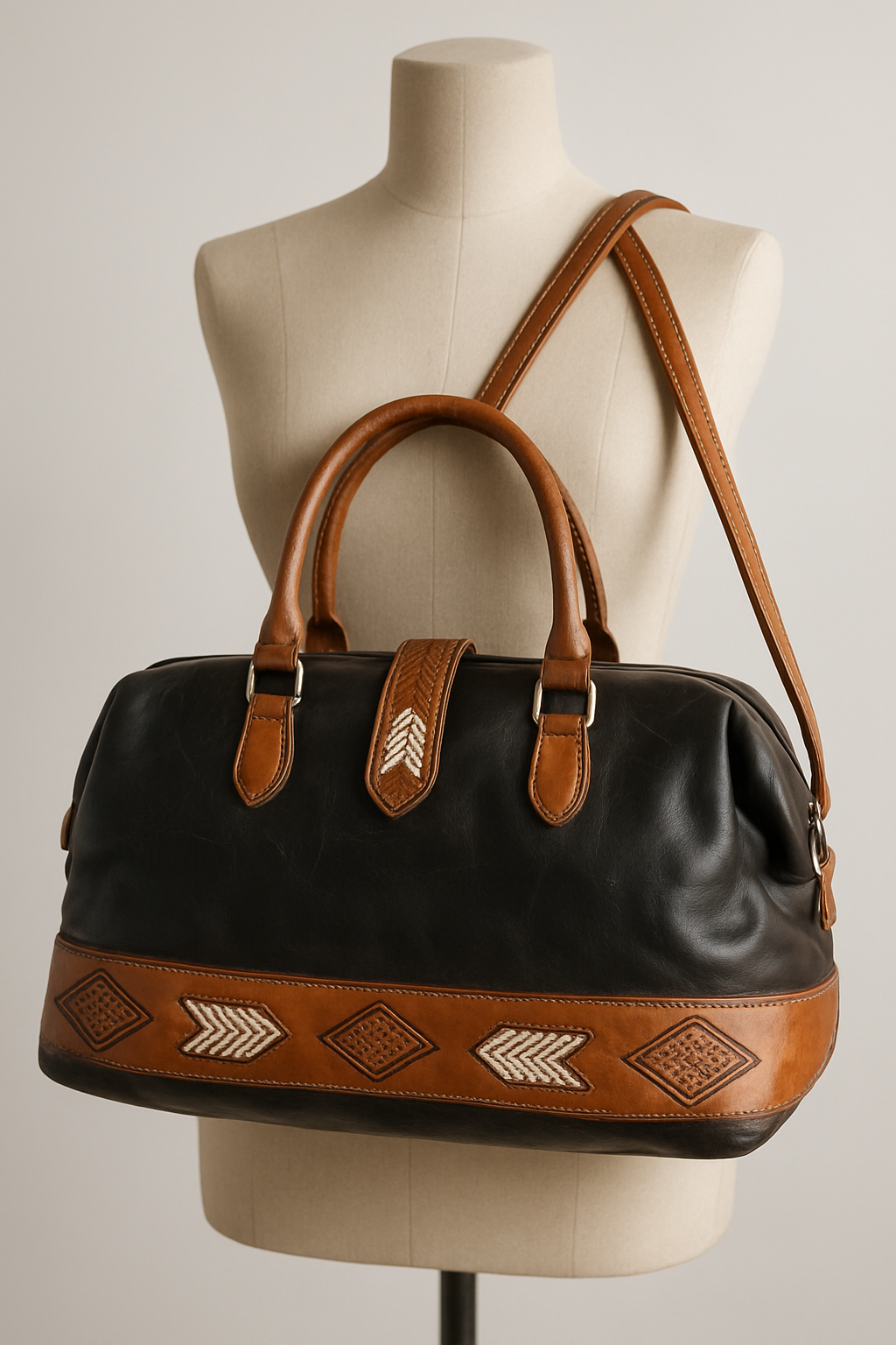 Vintage Leather Handbag with Intricate Detailing