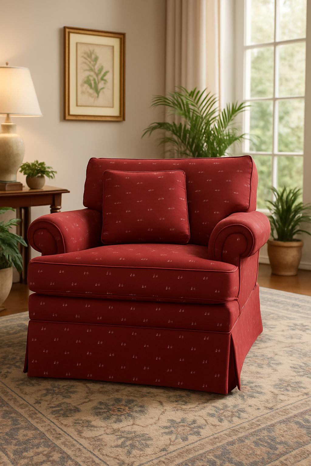 Classic Upholstered Armchair with Pillow