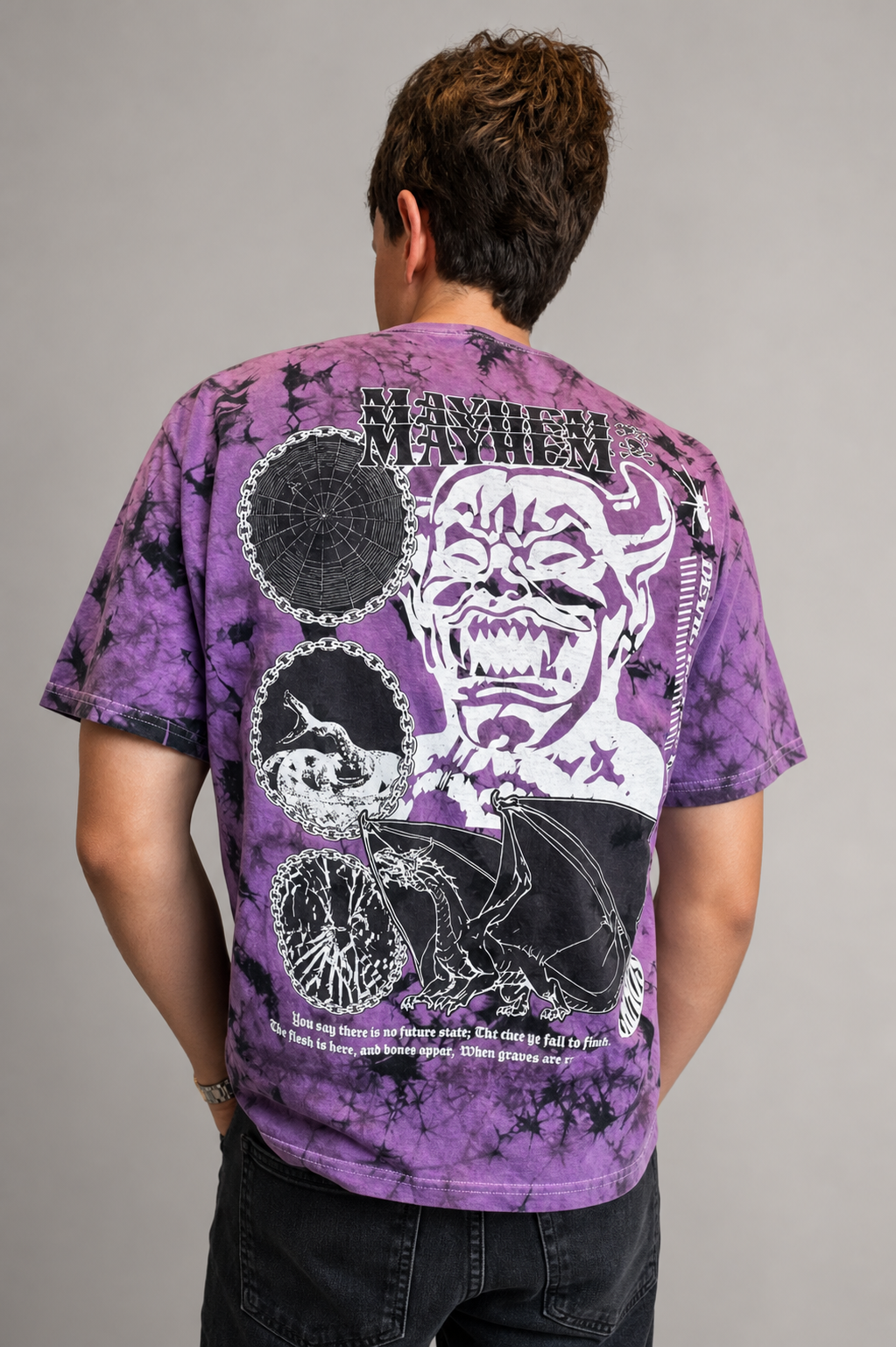 Gothic Graphic Purple Tie-Dye T-Shirt