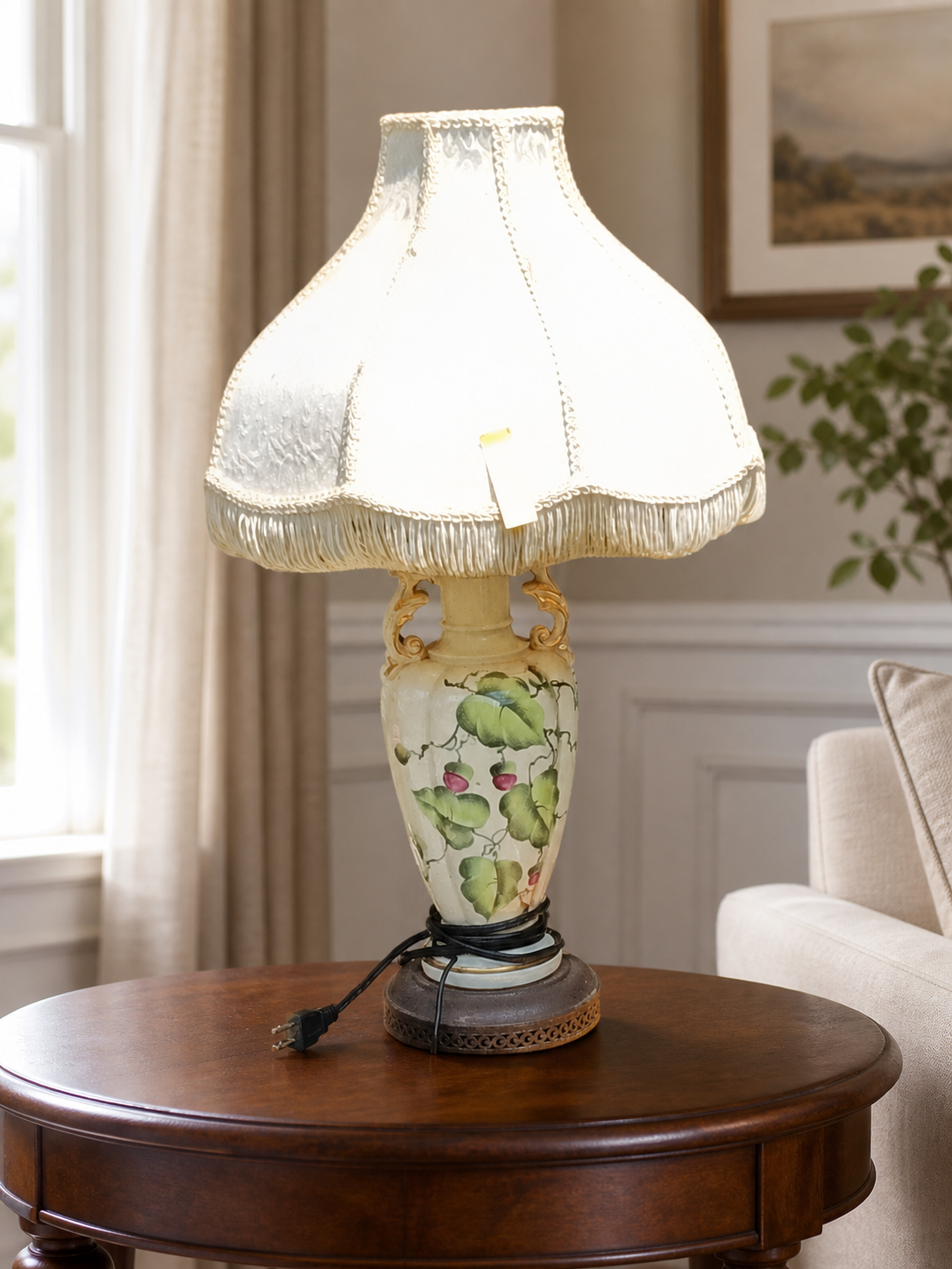 Floral Table Lamp with Decorative Shade