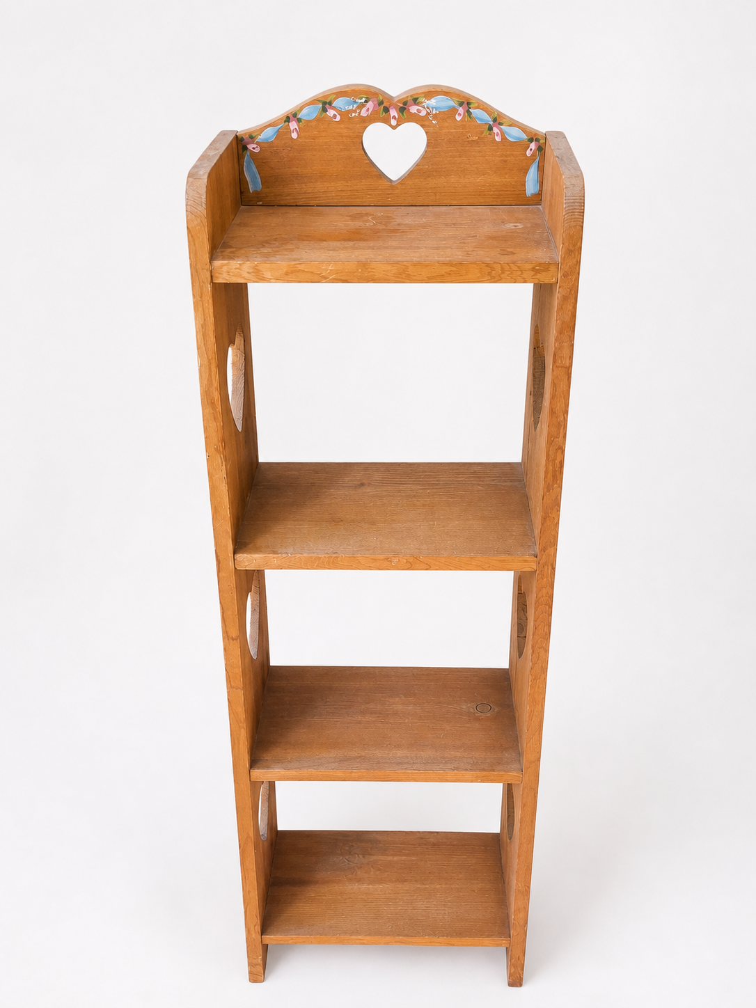 Heart-Accented Wooden Bookshelf
